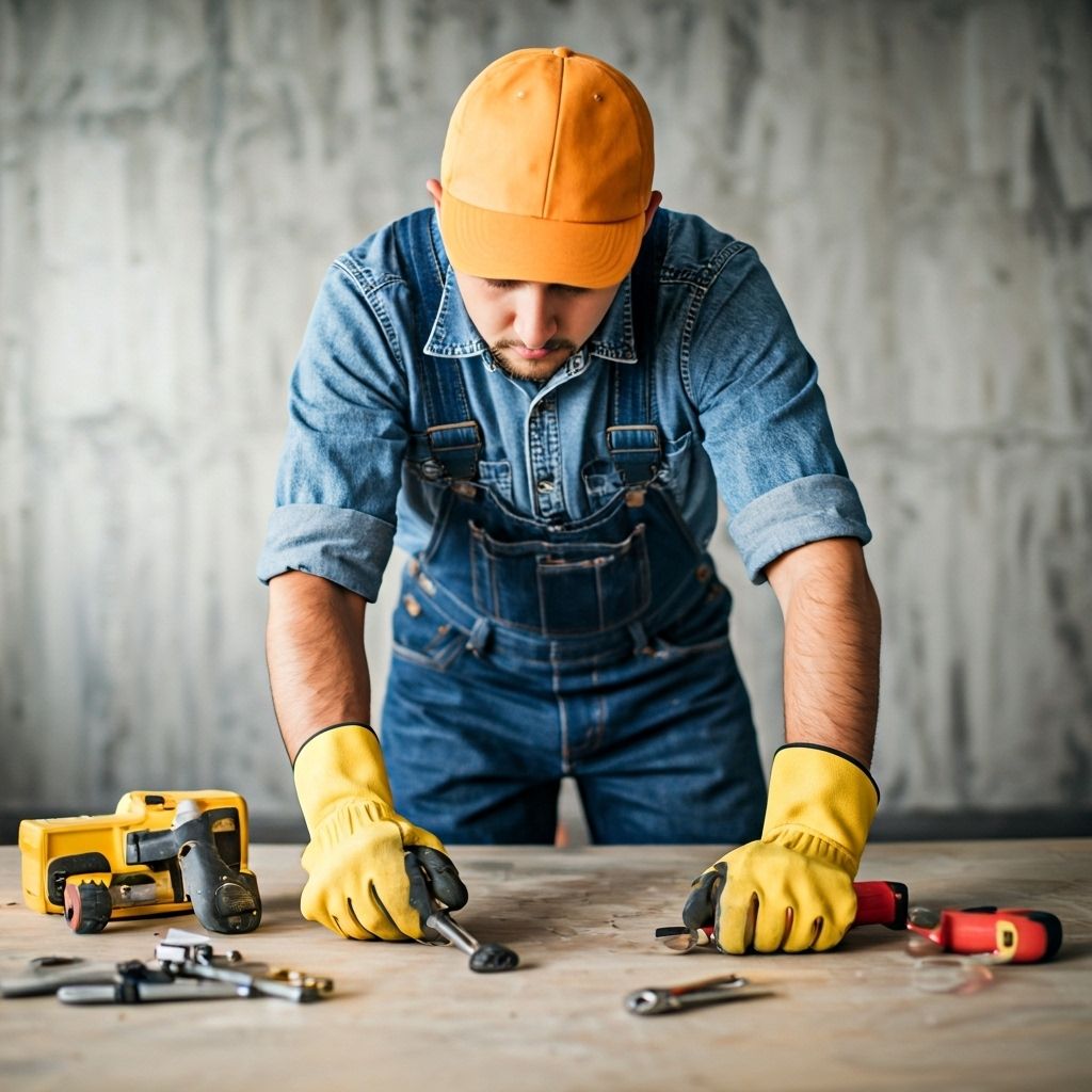 Professional handyman working on home repairs